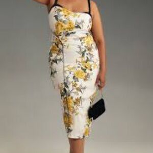 Anthropologie Yellow and White Floral Midi Dress